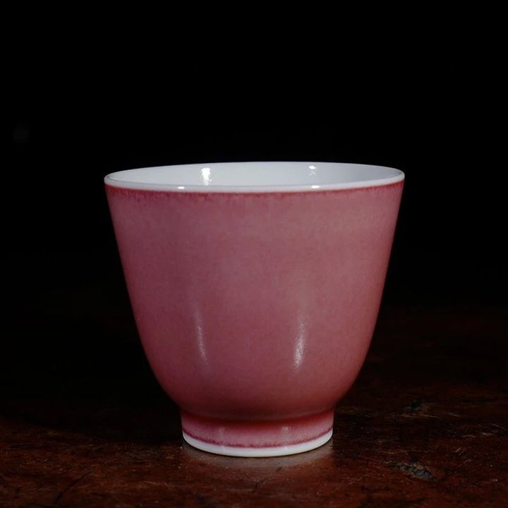 景德镇谷雨山房仿大清康熙豇豆红釉素心杯