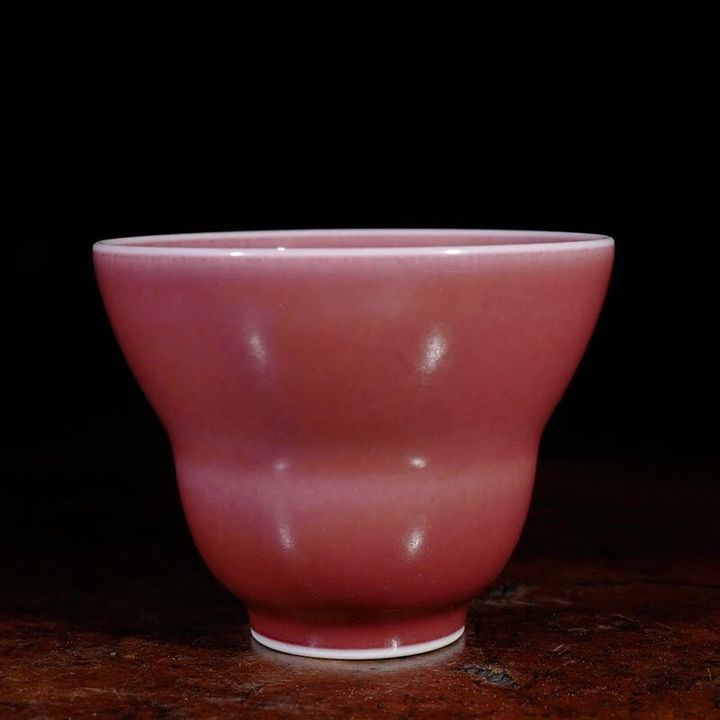 景德镇谷雨山房豇豆红七贤折腰杯 手工复古风主人杯茶杯