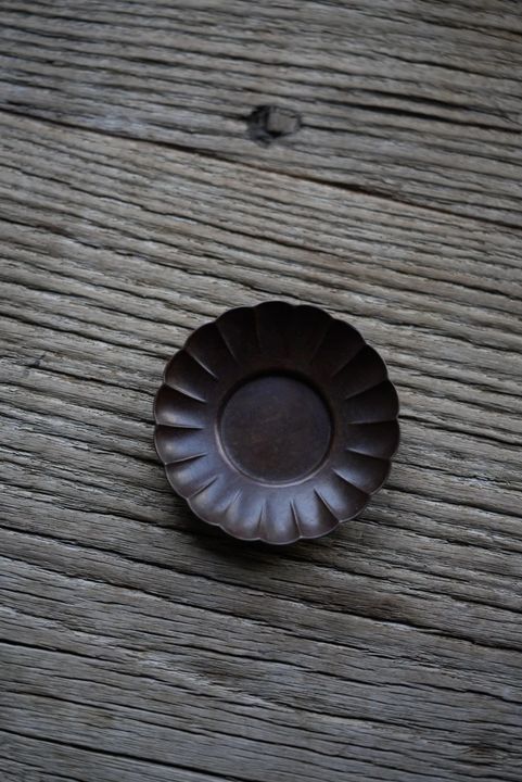 菊瓣紫金杯托 5只一套